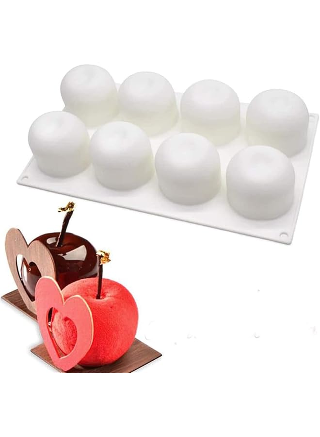 S-TOP Silicone Molds Baking for Mousse Cake, 3D Baking Molds Dessert Molds for Pastry Truffle Pudding Jelly Cheesecake, Apple Shape, 8-Cavity - Image 1