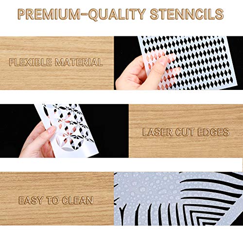 Zonon 12 Pieces Geometric Stencils Painting DIY Templates Drawing Reusable Templates Decor Print Stencils for Scrapbook Home School Art Project Painting Drawing Tracing DIY Furniture Wall Floor Decor - Image 2