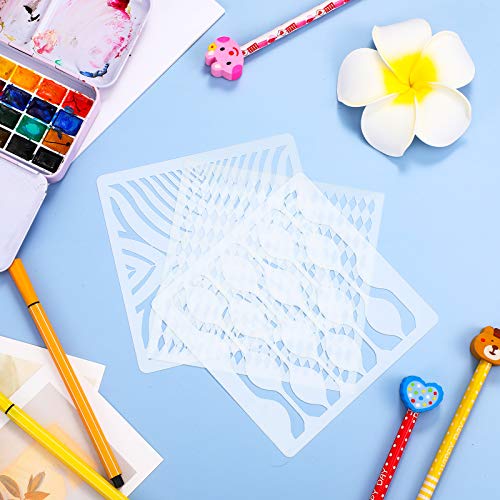 Zonon 12 Pieces Geometric Stencils Painting DIY Templates Drawing Reusable Templates Decor Print Stencils for Scrapbook Home School Art Project Painting Drawing Tracing DIY Furniture Wall Floor Decor - Image 3