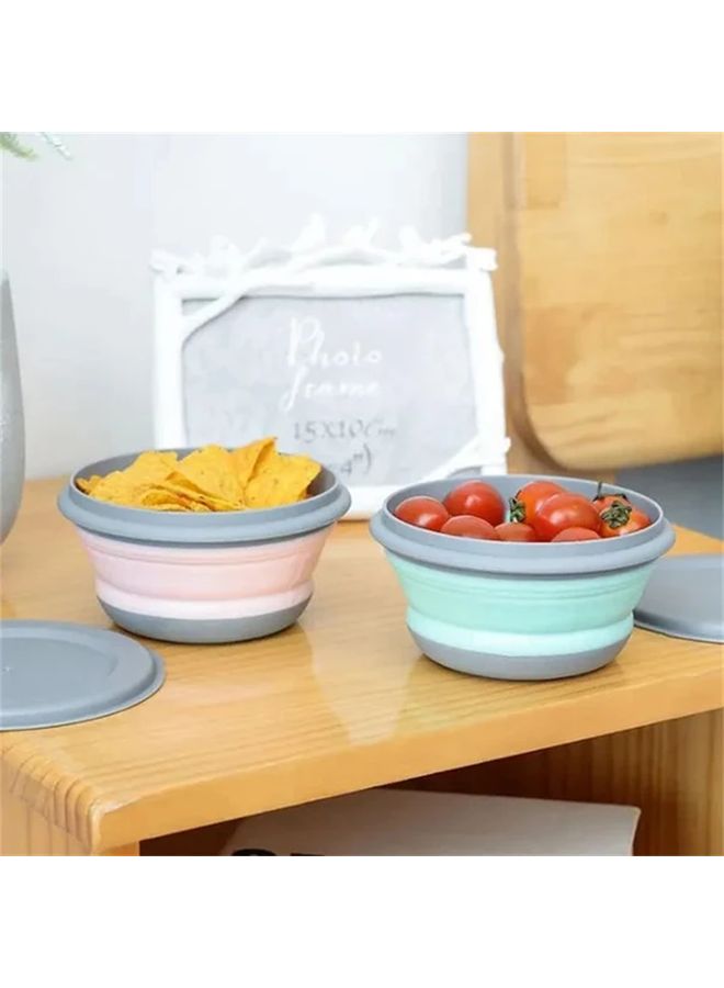 Pink Collapsible Silicone Bowls Set Of 3 With Leakproof Lids Portable Dishwasher Safe For Camping Picnic - Image 5