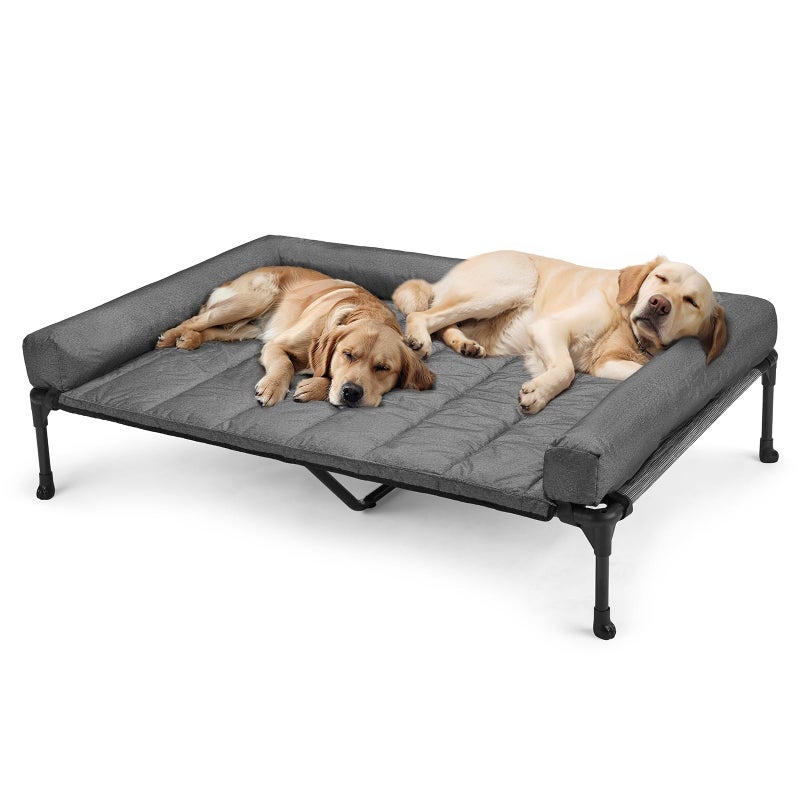 Veehoo Cooling Elevated Dog Bed Add Removable Waterproof Bolster Cushion Mat, Raised Pet Cot with Breathable Teslin Mesh, No-Slip Feet, Dog Sofa Bed for Indoor Outdoor, XXLarge, Black Silver - Image 1