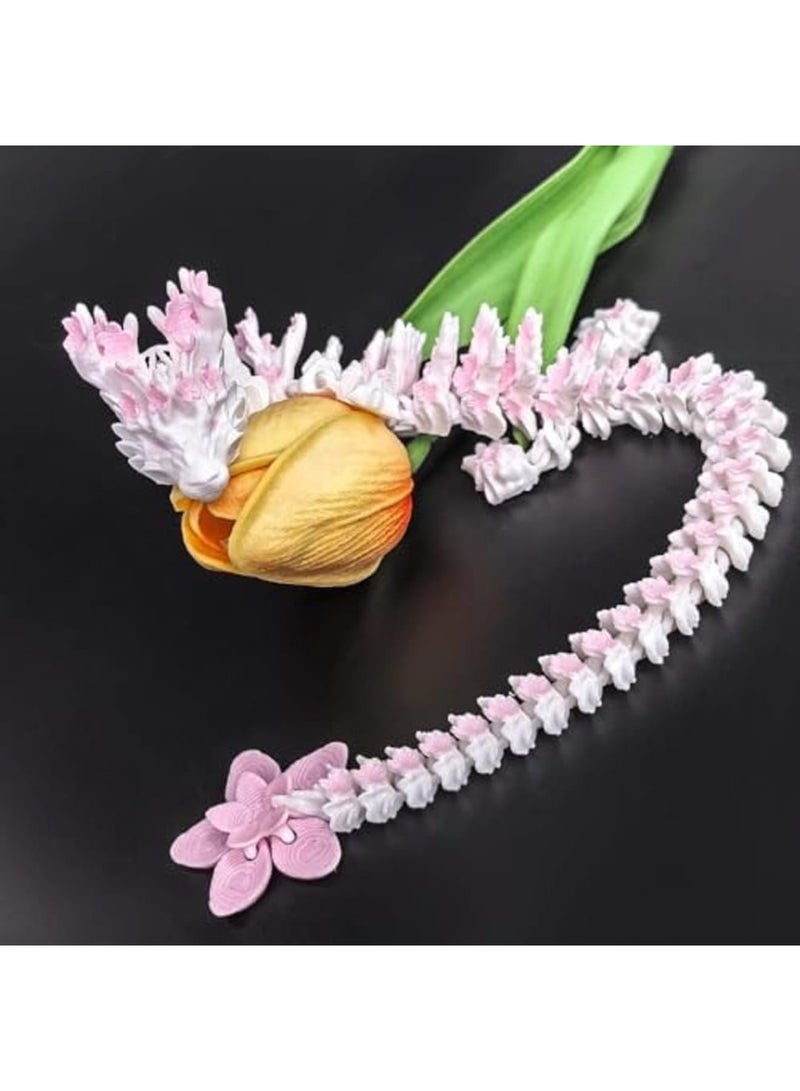 Luckam 3D Printed Cherry Blossom Dragon, 10.8 Inch Articulated Movable Fantasy Dragon Model for Display and Collection Decorative Desk Toy for Home Office Dragon Lovers Collectors Unique Gift - Image 3