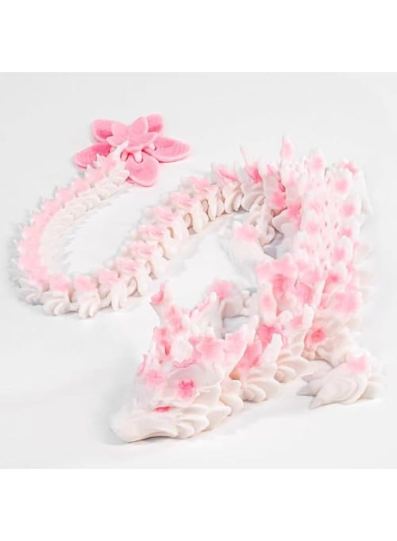 Luckam 3D Printed Cherry Blossom Dragon, 10.8 Inch Articulated Movable Fantasy Dragon Model for Display and Collection Decorative Desk Toy for Home Office Dragon Lovers Collectors Unique Gift - Image 1