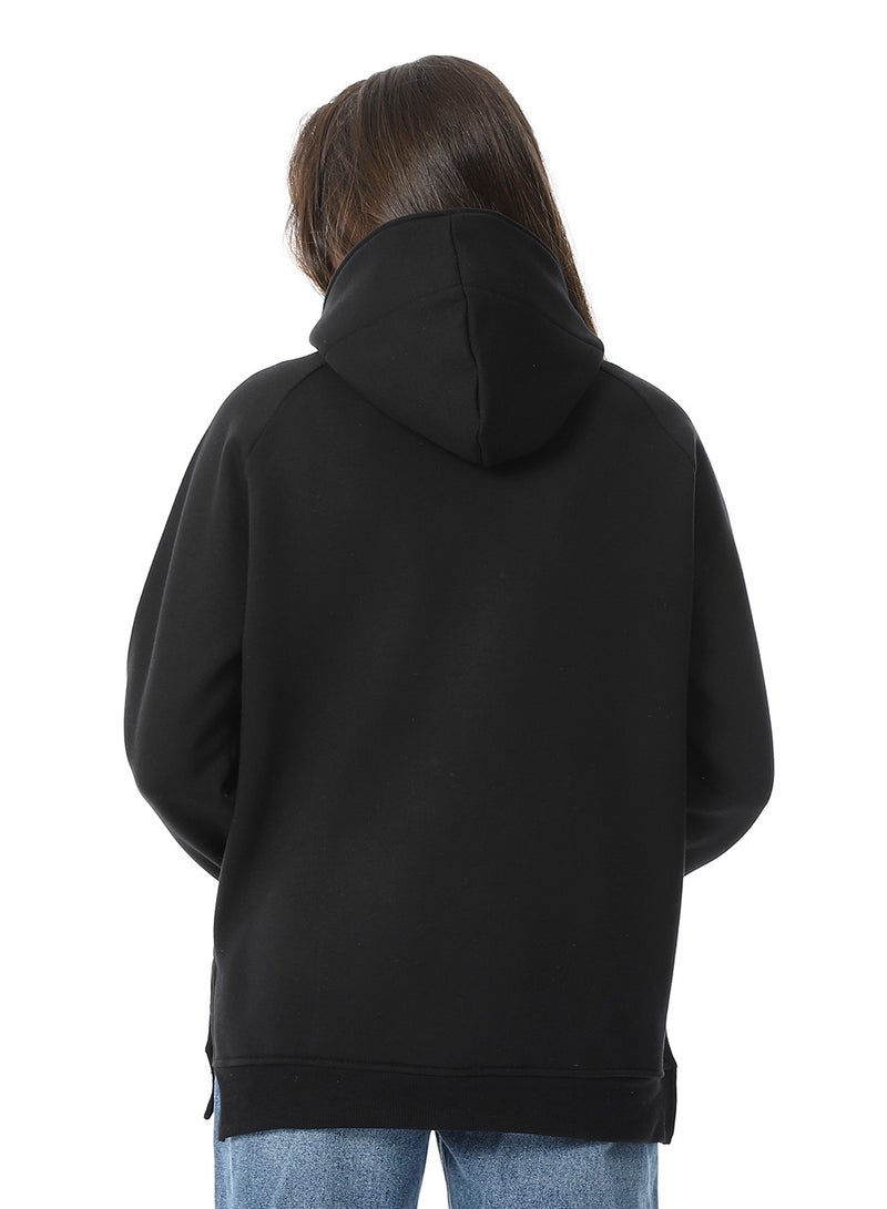 Andora Long Sleeves Slip On Fleeced Plain Hoodie _ Black - Image 3