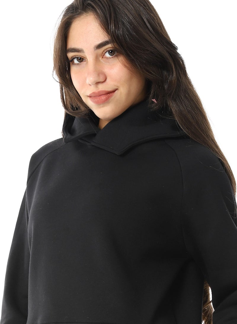 Andora Long Sleeves Slip On Fleeced Plain Hoodie _ Black - Image 5