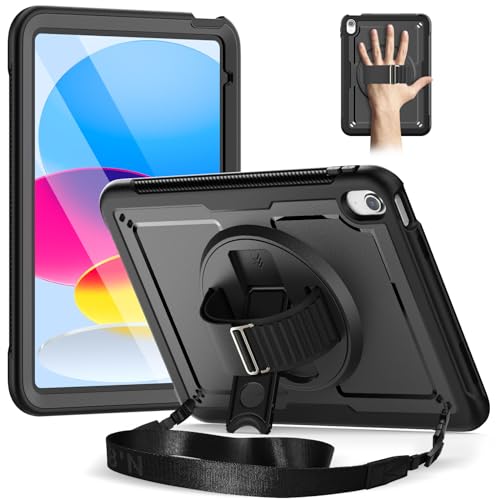 Timecity Case for iPad (A16) 11th Generation 11 inch 2025/ iPad 10th Generation 10.9 inch 2022: Full-Body Protective Case with Screen Protector, 360 Rotating Stand, Hand/Shoulder Strap -Black - Image 1
