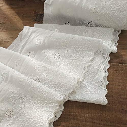IRIZ Lace Embroidery 2 Yards of 10.6 inches Width Premium Vintage Floral Embroidery Eyelet Cotton Lace Fabric Trim - Image 3