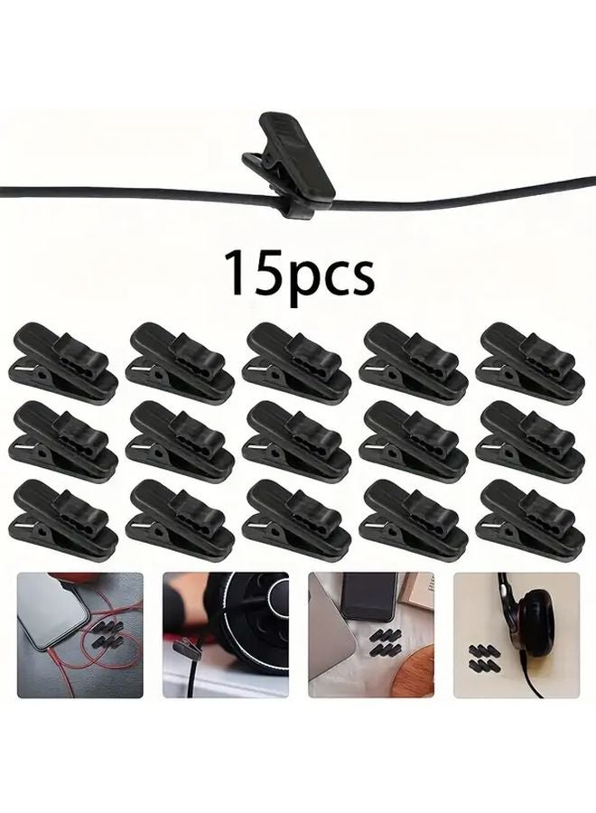 15pcs Heavy Duty Plastic Headphone Cable Clips No Slip Earphone Holders - Image 1