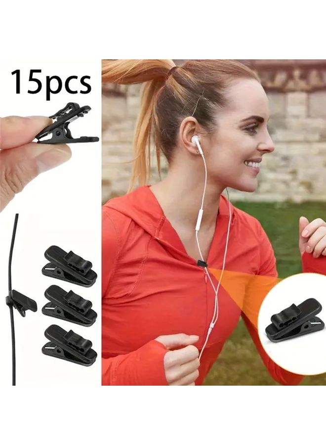 15pcs Heavy Duty Plastic Headphone Cable Clips No Slip Earphone Holders - Image 2