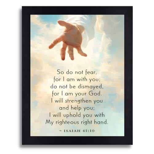 Interio Crafts Isaiah 41:10 Bible Verse Christian Decor Jesus Christ Decor Wall Framed Poster- Synthetic Wood, 13X10 Inches - Image 1