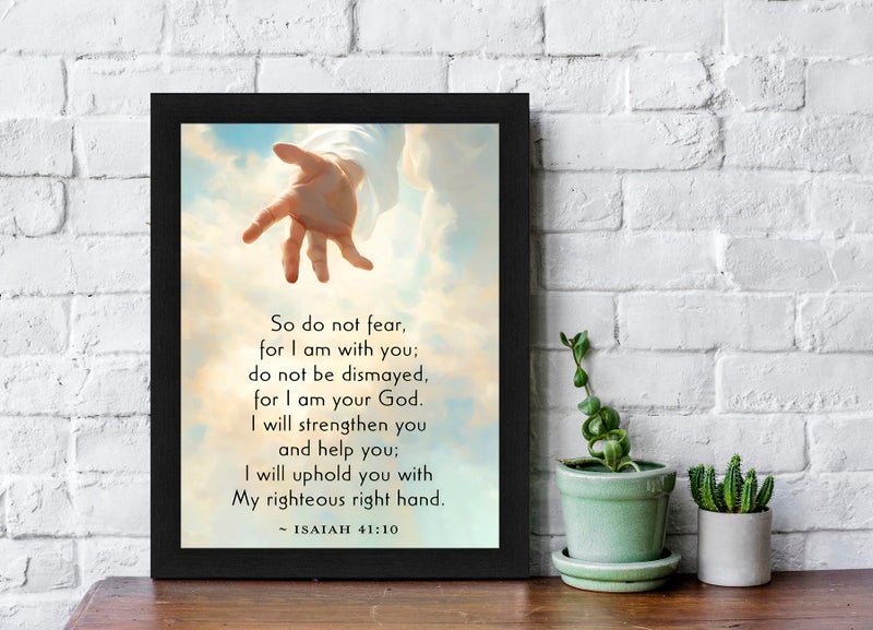 Interio Crafts Isaiah 41:10 Bible Verse Christian Decor Jesus Christ Decor Wall Framed Poster- Synthetic Wood, 13X10 Inches - Image 2