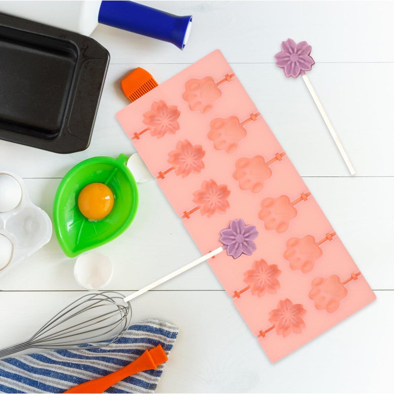 Silicone Baking Mold 12 Cavity Cherry Blossom Cat Paw Design With Lid - Image 5