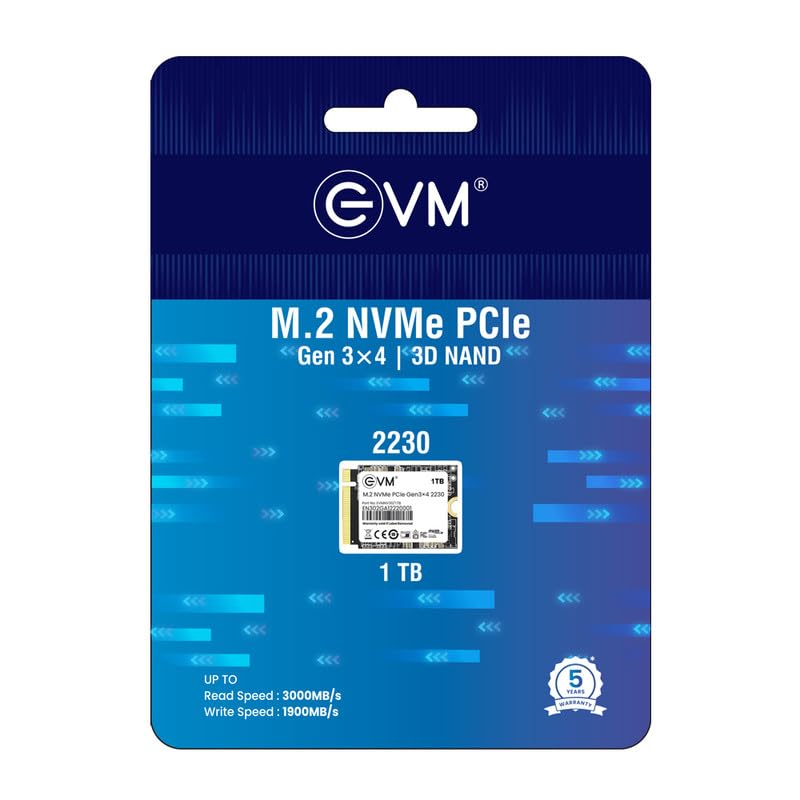 EVM 1TB M.2 NVMe SSD 2230 | PCIe Gen3x4 Internal SSD | 3000MB/s Read | 1900MB/s Write | 3D NAND Flash | Ultra Fast Storage | Compact Size | Laptop & Mini PC Compatible | 5 Year Warranty (EVMNV30/1TB) - Image 5
