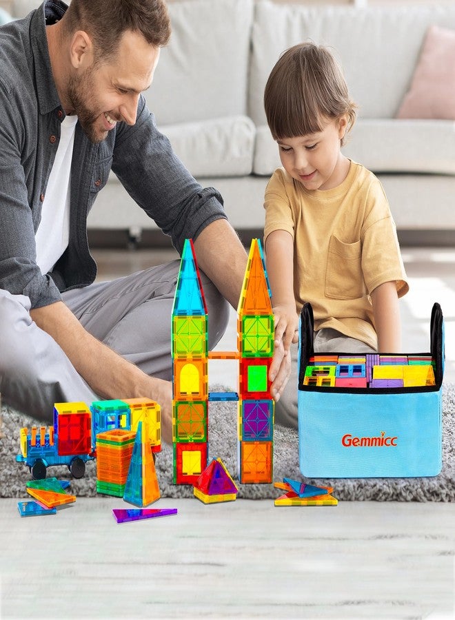 Gemmicc Magnetic Tiles, 126 PCS + Storage Case, STEM Building Blocks Magnet Toys for Kids,Educational Building Toy Stacking Blocks for Boys Girls,Huge Set with 2 Cars - Image 3