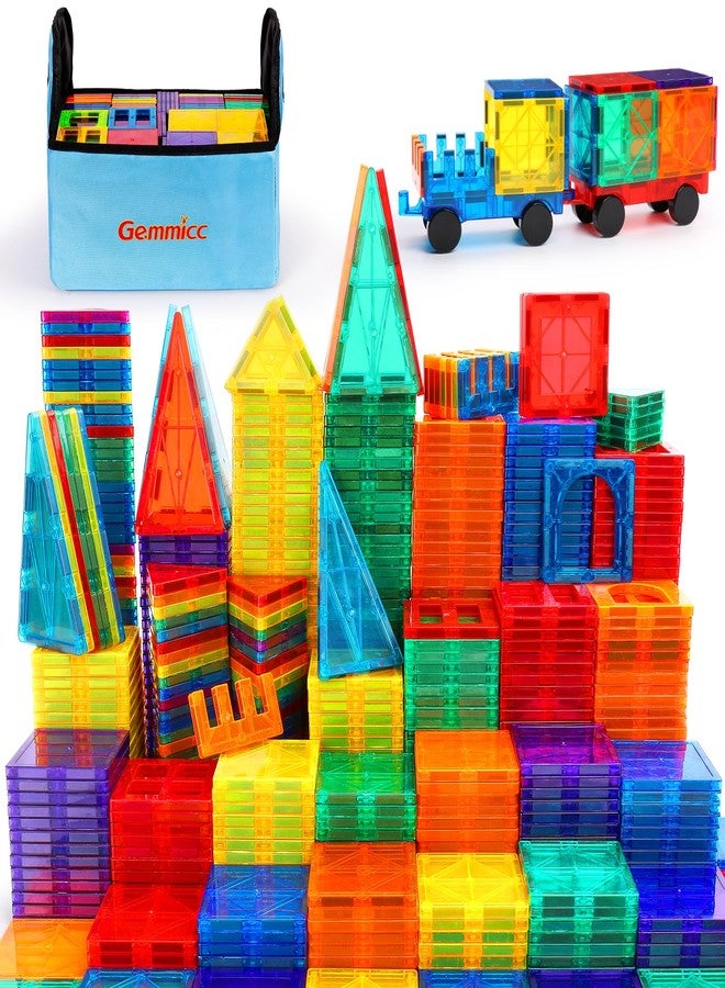 Gemmicc Magnetic Tiles, 126 PCS + Storage Case, STEM Building Blocks Magnet Toys for Kids,Educational Building Toy Stacking Blocks for Boys Girls,Huge Set with 2 Cars - Image 1