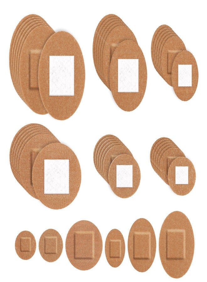 Fukaisu 120pcs Round and Oval Face Bandages, Elastic Fabric Adhesive with Small Dots Suitable for Skin, Ideal for Nose, Hands and Delicate Wounds (6 Sizes) - Image 1