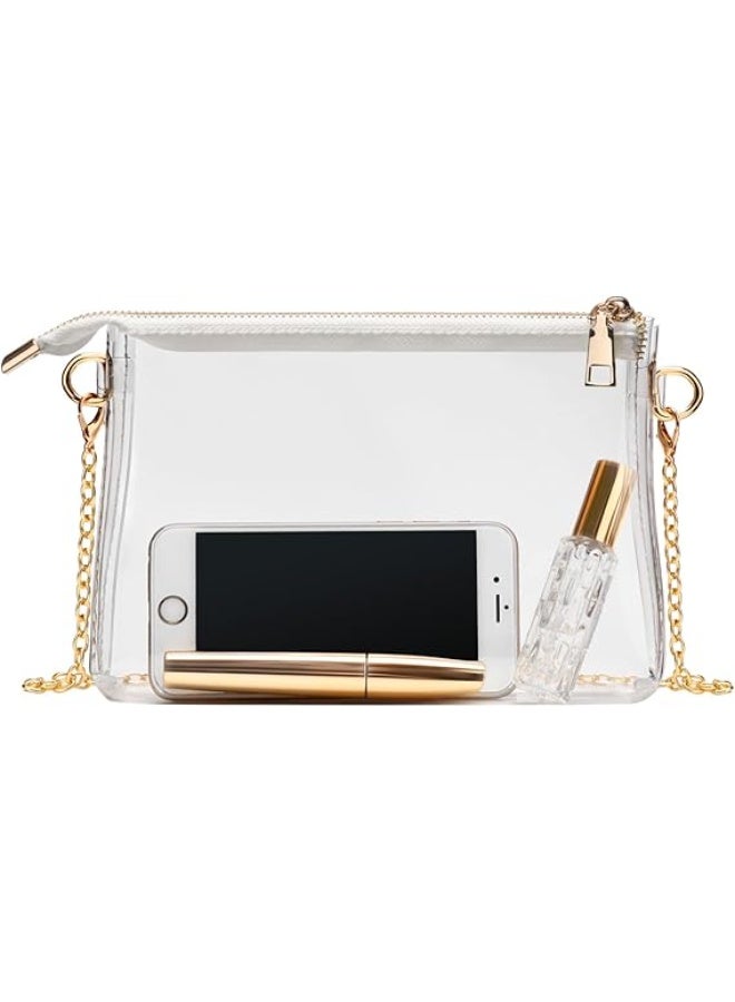 حقيبة شفافة للنساء - حقيبة صغيرة على الكتف مع سحاب ومعتمدة في الملاعب، حقيبة شفافة للملاعب للحفلات والمناسبات الرياضية - Image 1