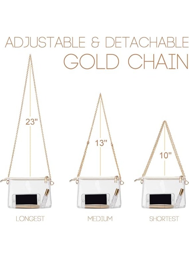 حقيبة شفافة للنساء - حقيبة صغيرة على الكتف مع سحاب ومعتمدة في الملاعب، حقيبة شفافة للملاعب للحفلات والمناسبات الرياضية - Image 2