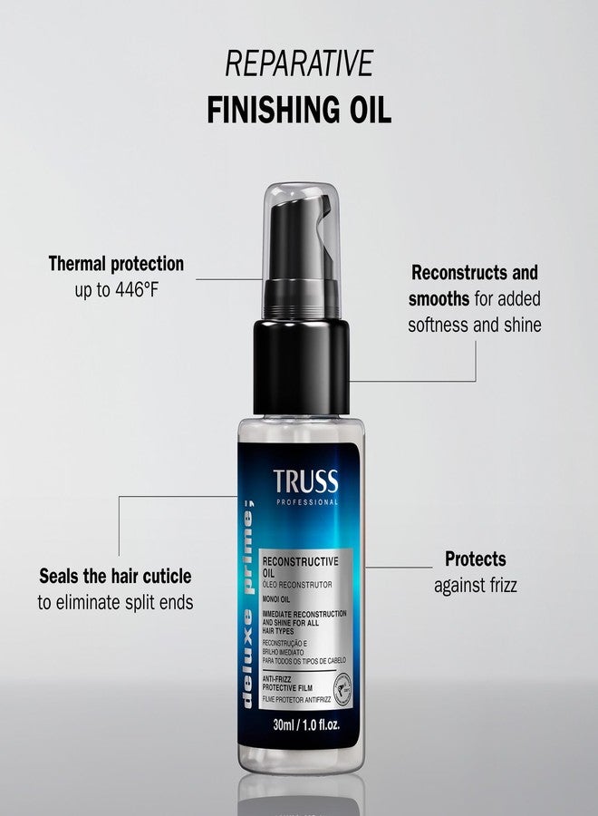 TRUSS Deluxe Prime Reconstructive Hair Oil for Damaged Hair - Split End Repair Treatment with Heat Protection & Frizz Control - Seals Cuticle for Strength & Softness (1 Fl oz) - Image 2
