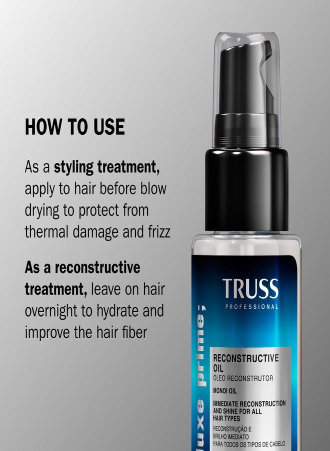 TRUSS Deluxe Prime Reconstructive Hair Oil for Damaged Hair - Split End Repair Treatment with Heat Protection & Frizz Control - Seals Cuticle for Strength & Softness (1 Fl oz) - Image 4