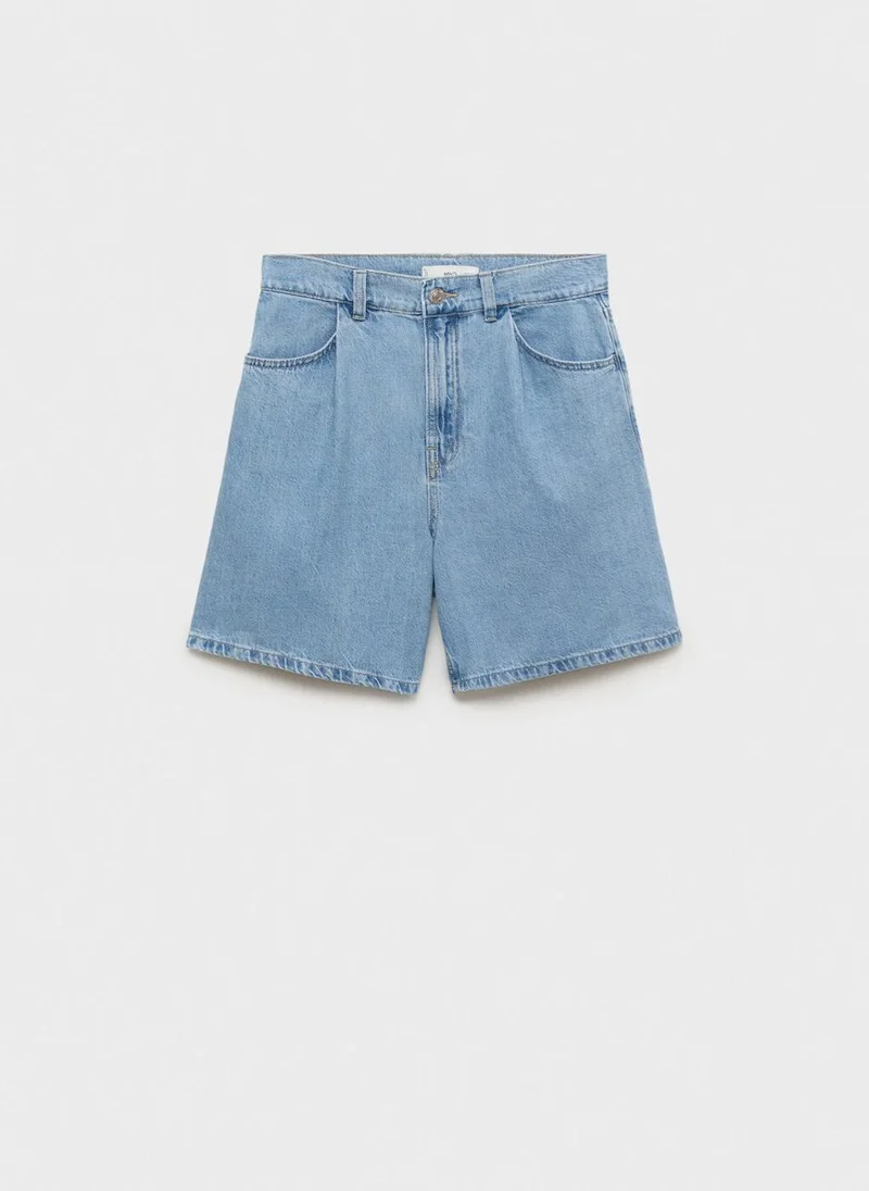 MANGO Turn-Up Hem Straight Shorts