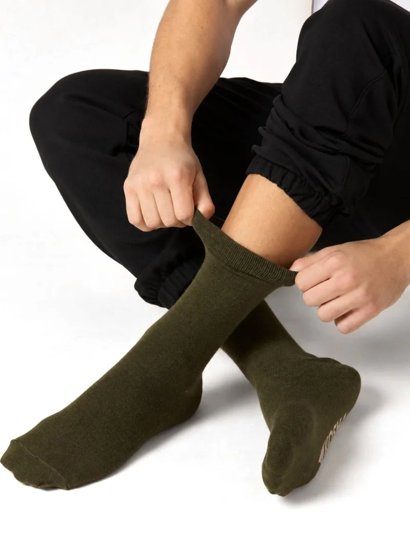 Kosha Olive & Black 2 Pack Men's Merino Wool Everyday Socks for Men | Best Price UAE