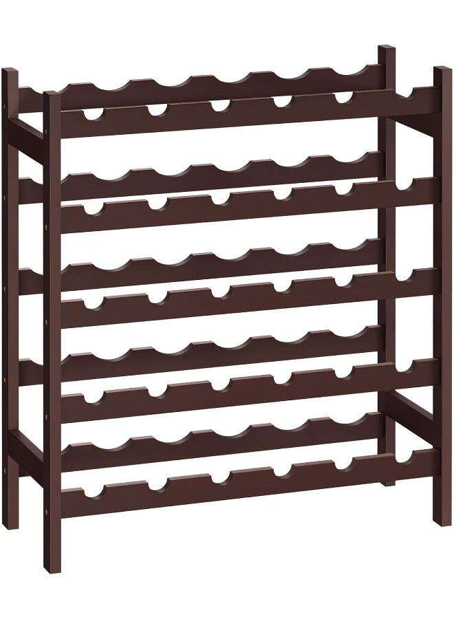 SONGMICS 30-Bottle Wine Rack, 5-Tier Freestanding Floor Bamboo Wine Holder, Display Stand Shelves, Wave Bars, Espresso - Image 1