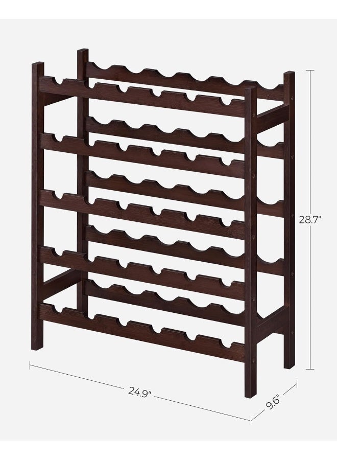 SONGMICS 30-Bottle Wine Rack, 5-Tier Freestanding Floor Bamboo Wine Holder, Display Stand Shelves, Wave Bars, Espresso - Image 5