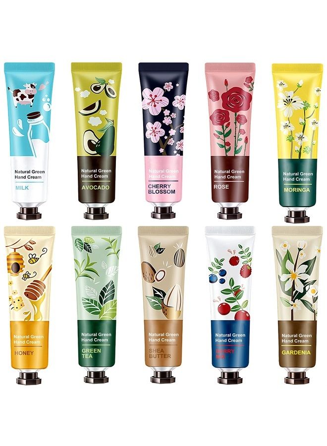 QUNGCO 10 Pack Natural Plant Fragrance Moisturizing Hand Cream for Dry Hands, Stocking Stuffers Gift Set With Shea Butter And Aloe For Men And Women,Travel Size Lotion-30ml  - Image 1