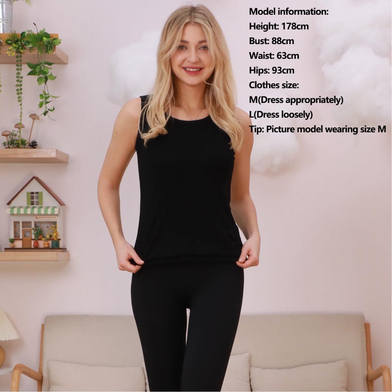 Breathffy 3 Pcs Women Thermal Tank Top - Loose Fit Plus Size Thick Warm Sleeveless Warm Fleece Lined Camis Underwear Top Base Layer (Black,White,Pink,Medium) - Image 5