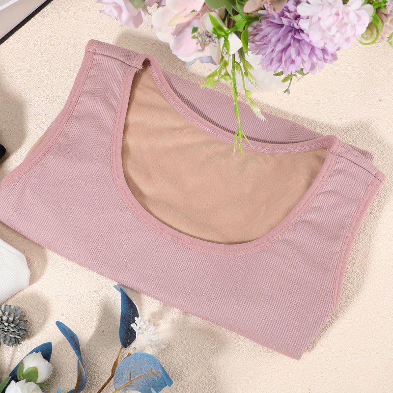 Breathffy 3 Pcs Women Thermal Tank Top - Loose Fit Plus Size Thick Warm Sleeveless Warm Fleece Lined Camis Underwear Top Base Layer (Black,White,Pink,Medium) - Image 2