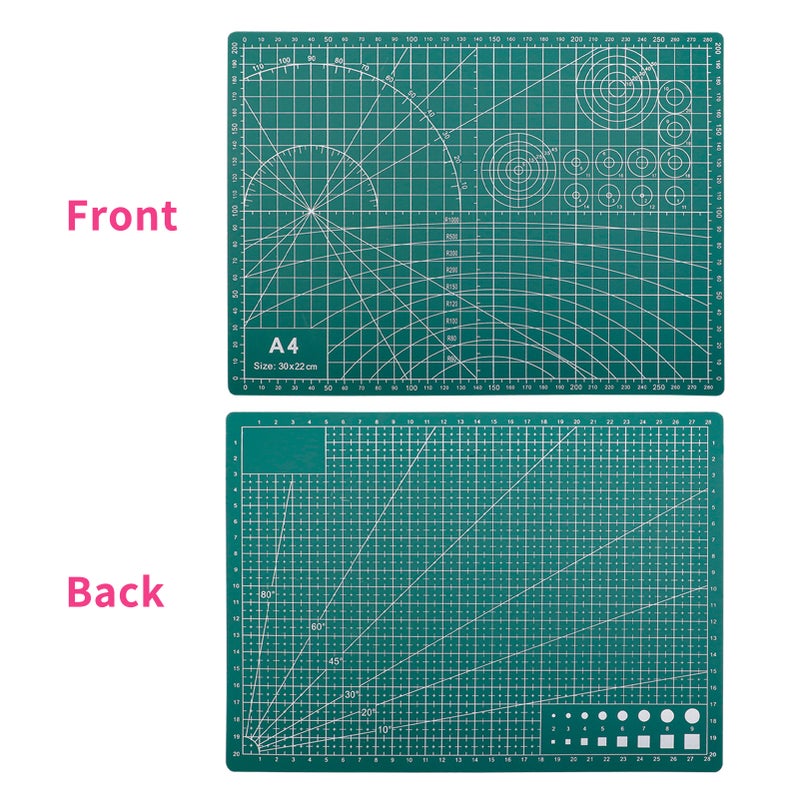 A4 Self Healing Cutting Mat Double-sided Non-slip PVC Cutting Board with Grid Lines Angles Design 3mm Thickness for Scrapbooking Art & Craft Projects - Image 4