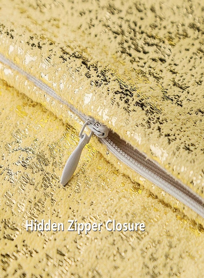 Deeprove 12 x 20 Throw Pillow Cover Oblong, Both Sides Metallic Sparkle Gold Foil Print, Decor Soft Velvet Hidden Zipper Closure Accent Pillow Cushion Case for Sofa, Lumbar, Rectangle 1 Pack, Beige - Image 3