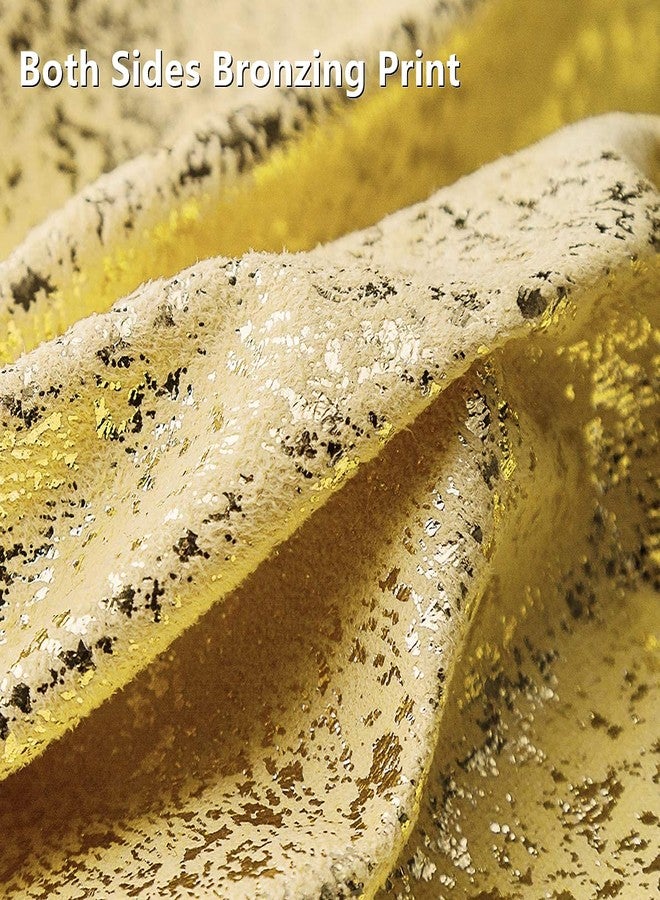 Deeprove 12 x 20 Throw Pillow Cover Oblong, Both Sides Metallic Sparkle Gold Foil Print, Decor Soft Velvet Hidden Zipper Closure Accent Pillow Cushion Case for Sofa, Lumbar, Rectangle 1 Pack, Beige - Image 2