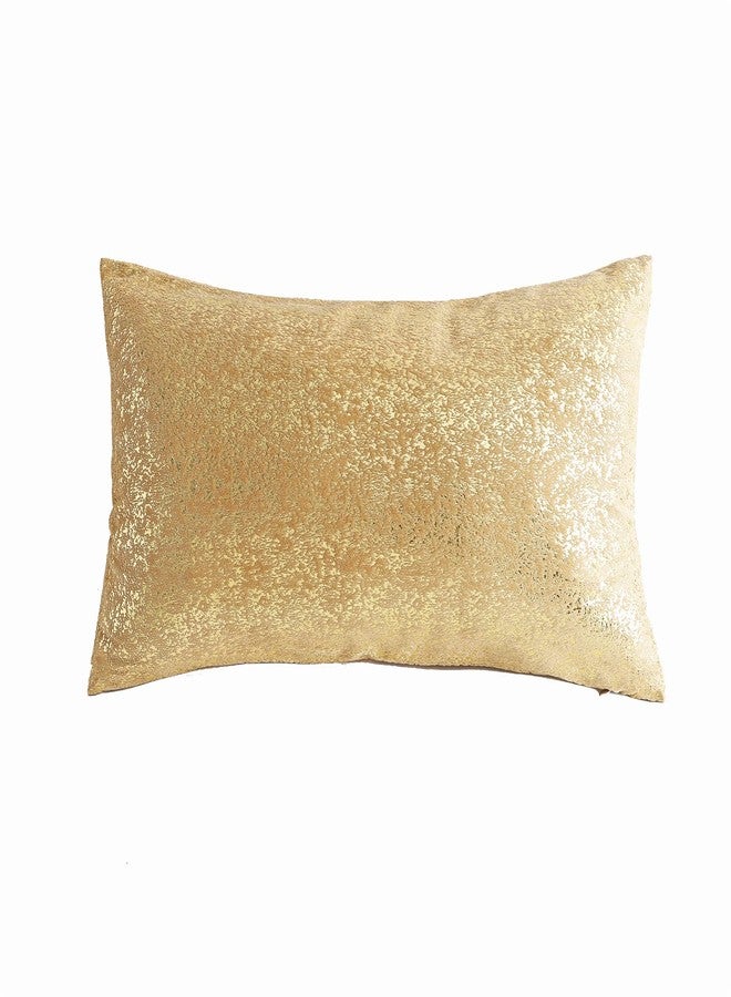 Deeprove 12 x 20 Throw Pillow Cover Oblong, Both Sides Metallic Sparkle Gold Foil Print, Decor Soft Velvet Hidden Zipper Closure Accent Pillow Cushion Case for Sofa, Lumbar, Rectangle 1 Pack, Beige - Image 1