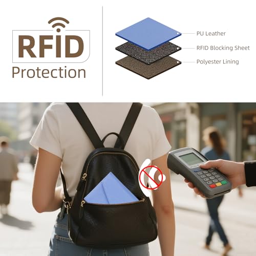 ZOPPEN حامل جواز سفر زوبين للنساء/الرجال، محفظة سفر متعددة الأغراض مع حماية RFID (الإصدار 4) منظم مستندات ثلاثي الطي (#25 نياجارا الأزرق) - Image 5