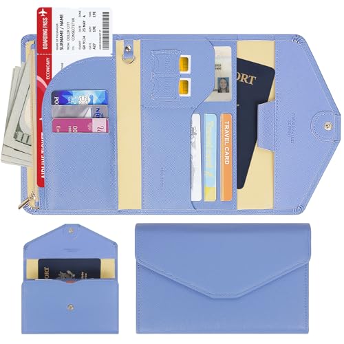 ZOPPEN حامل جواز سفر زوبين للنساء/الرجال، محفظة سفر متعددة الأغراض مع حماية RFID (الإصدار 4) منظم مستندات ثلاثي الطي (#25 نياجارا الأزرق) - Image 2