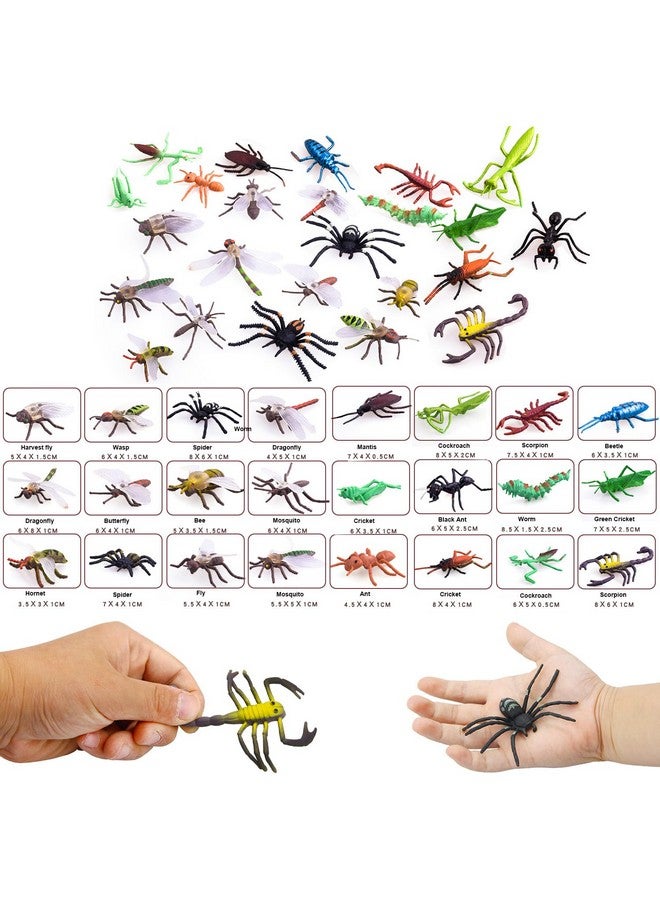 PINOWU Insect Bug Toy Figures For Kids Boys Girls (24Pcs), 2-4” Fake Bugs - Spiders, Cockroaches, Scorpions, Crickets, Lady Bugs, Mantis And Worms For Education And Christmas Party Favors - Image 2