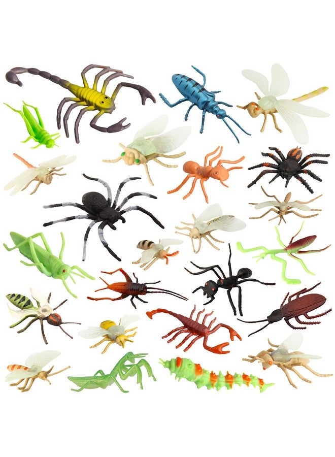 PINOWU Insect Bug Toy Figures For Kids Boys Girls (24Pcs), 2-4” Fake Bugs - Spiders, Cockroaches, Scorpions, Crickets, Lady Bugs, Mantis And Worms For Education And Christmas Party Favors - Image 1