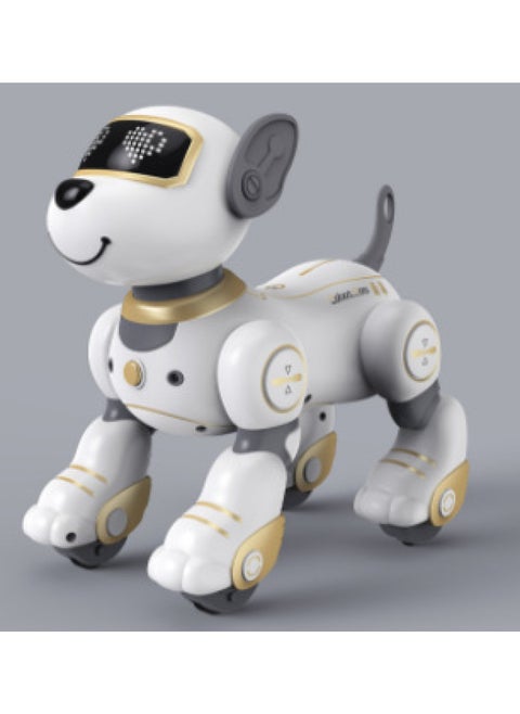 Children's Intelligent Voice Robot Dog Programmable Song Dance Touch Induction Remote Control Electric Pet Toy-Color:Bg1533 Dubi 1st Generation Gold -Specifications:Three Electric Version
