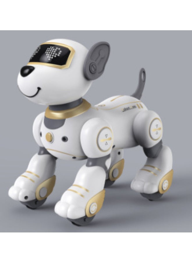 Children's Intelligent Voice Robot Dog Programmable Song Dance Touch Induction Remote Control Electric Pet Toy-Color:Bg1533 Dubi 1st Generation Gold -Specifications:Three Electric Version  - Image 1