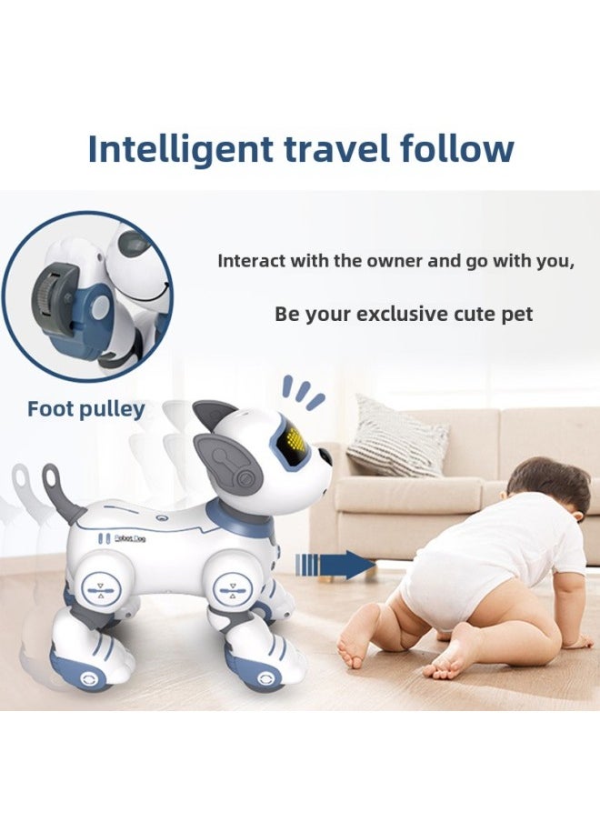 Children's Intelligent Voice Robot Dog Programmable Song Dance Touch Induction Remote Control Electric Pet Toy-Color:Bg1533 Dubi 1st Generation Gold -Specifications:Three Electric Version  - Image 4