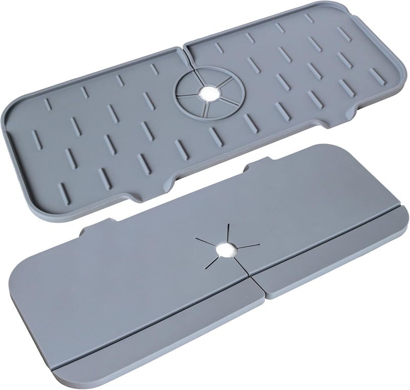 Silicone Kitchen Faucet Pad Non - Absorbent Easy Clean Washable Kitchen Sink Splash Guard Design Water Droplets Long Sink Pad - Image 1