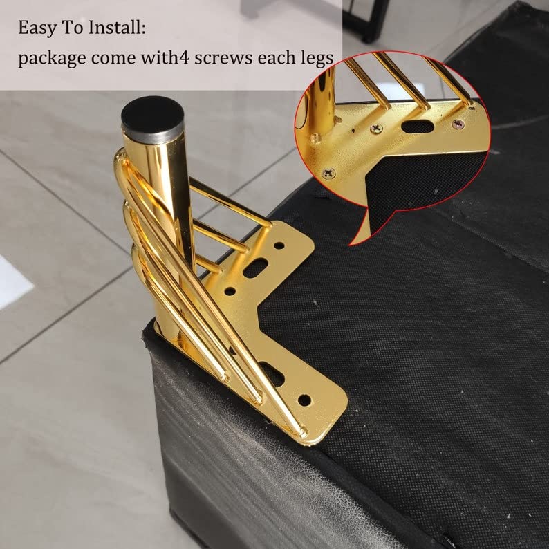 Fascination FASINATION 4PC Metal Furniture Legs Latest Style Coffee Table Sofa Feet Kitchen Table Legs Bathroom Cabinet Cupboard Feet DIY Furniture Hardware 6 InchGold - Image 4