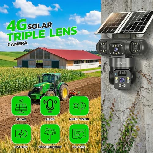 Active Pixel 4G Solar Powered 4MP CCTV Camera with 2+1 Lens | PTZ 360° Wireless Outdoor Security Camera | Motion Detection, SIM Card Slot, 2-Way Audio, IP66 Waterproof - G12s - Image 2