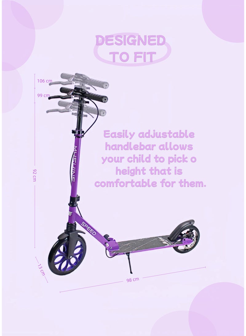 EASY FUTURE Rear Brake & Handle Kick Scooter, Scooters for Kids with Big Wheel and Foldable Height Adjustable Handle, Kids Scooter for 7 to 14 Years Including Protective Gear Set - Image 4