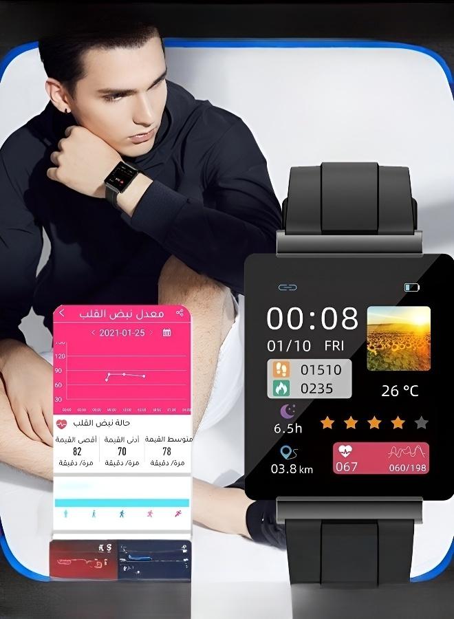 ساعة KS01 الذكية: قياس سكر الدم بدون جرح، نبضات القلب، الضغط، الأكسجين، الحرارة، NFC والأمن الذكي - Image 2