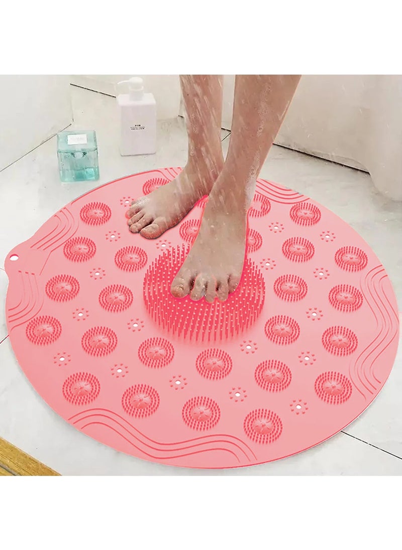 Octopus Bazaar - 37 cm Mega Size Massage Bath Mat Foot and Back Massage Mat Non-Slip with Suction Cup Gray-Pink - Image 1