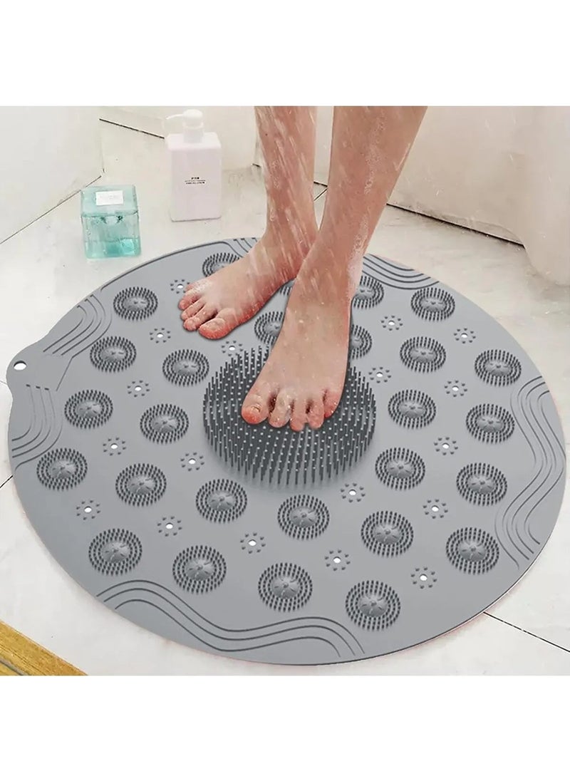 Octopus Bazaar - 37 cm Mega Size Massage Bath Mat Foot and Back Massage Mat Non-Slip with Suction Cup Gray-Pink - Image 1