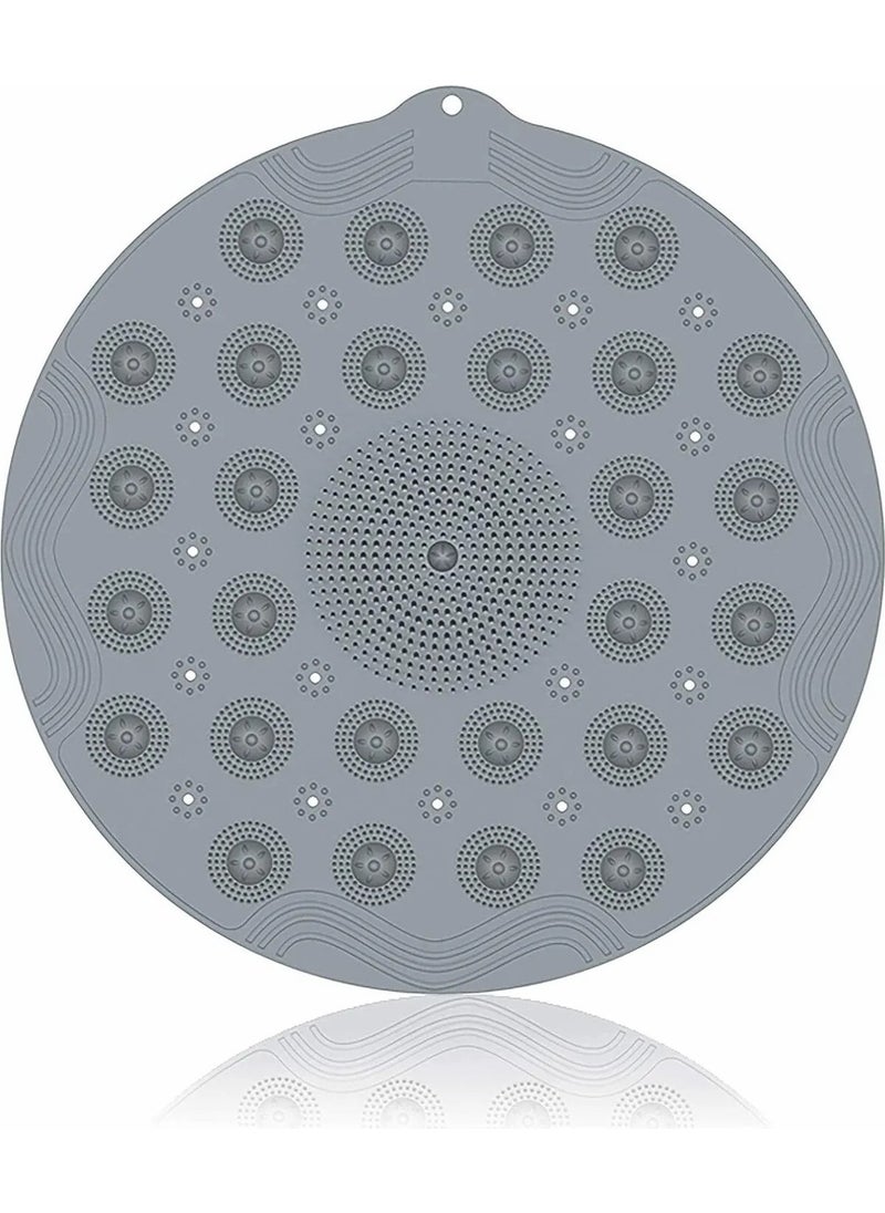 Octopus Bazaar - 37 cm Mega Size Massage Bath Mat Foot and Back Massage Mat Non-Slip with Suction Cup Gray-Pink - Image 1